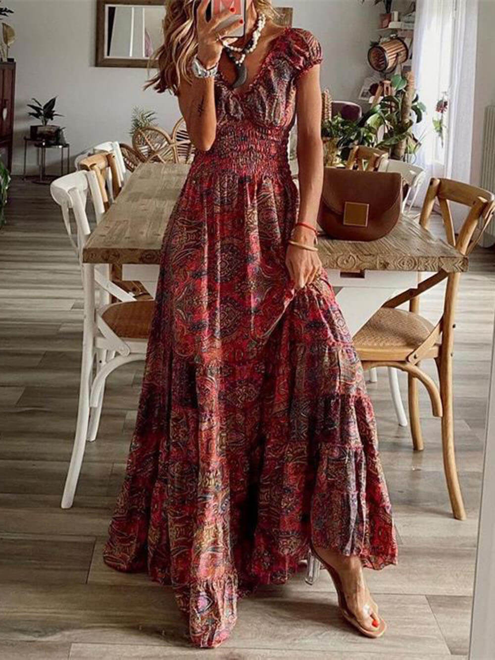 Bohemian Blossom - Sleeveless Floral Maxi Dress - Viaroi
