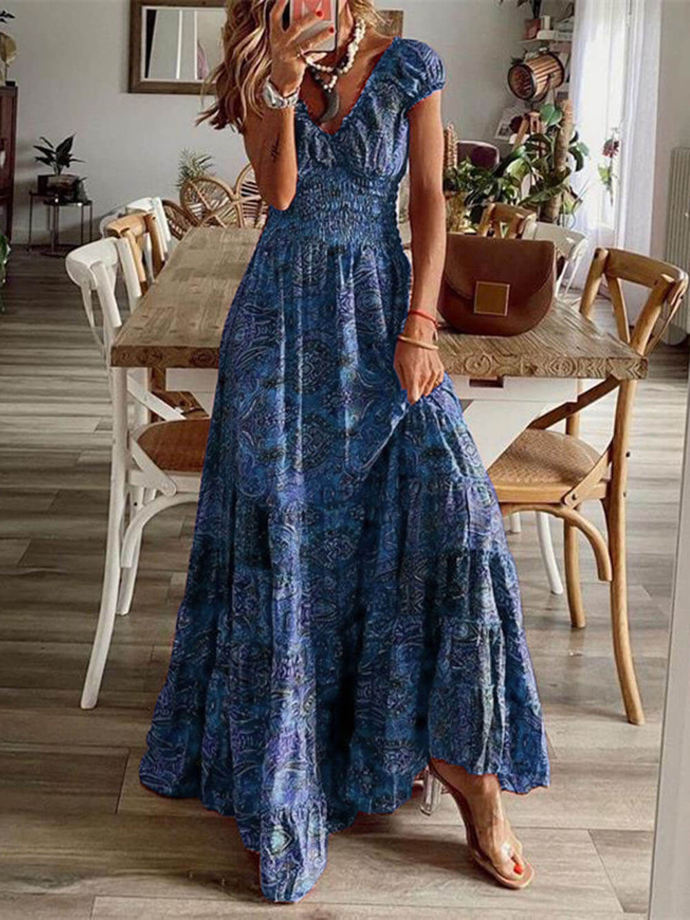 Bohemian Blossom - Sleeveless Floral Maxi Dress - Viaroi
