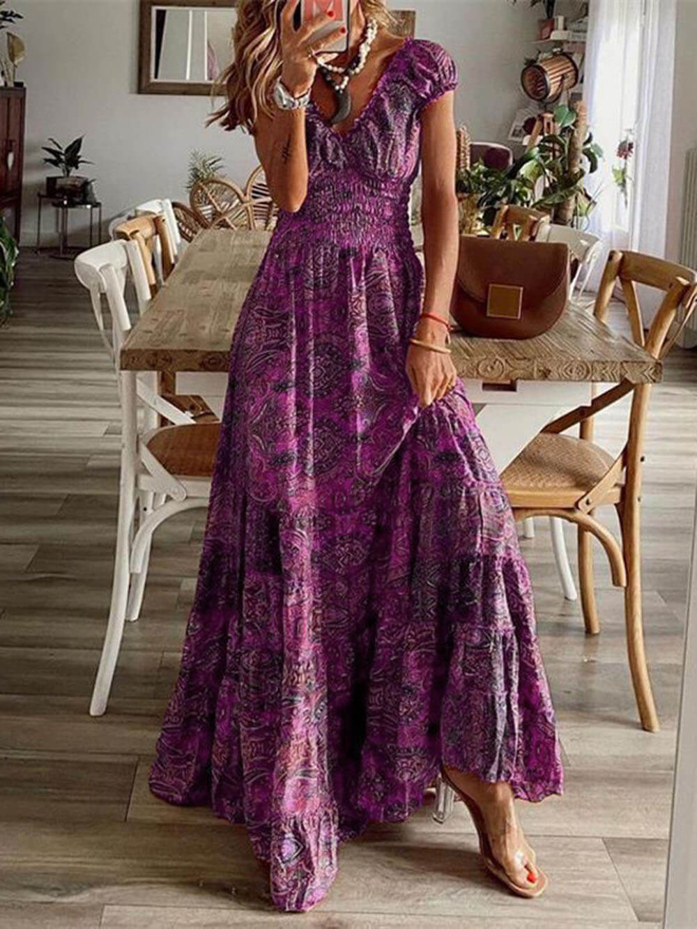 Bohemian Blossom - Sleeveless Floral Maxi Dress - Viaroi