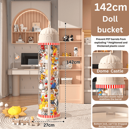 Multi-Purpose Plastic Princess Castle Doll Storage Bucket with Zipper (27cm)