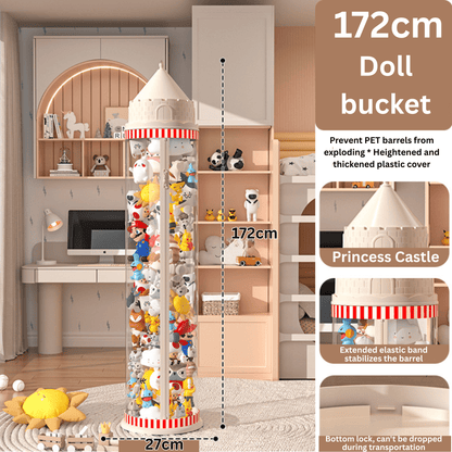 Multi-Purpose Plastic Princess Castle Doll Storage Bucket with Zipper (27cm)