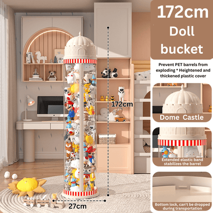 Multi-Purpose Plastic Princess Castle Doll Storage Bucket with Zipper (27cm)