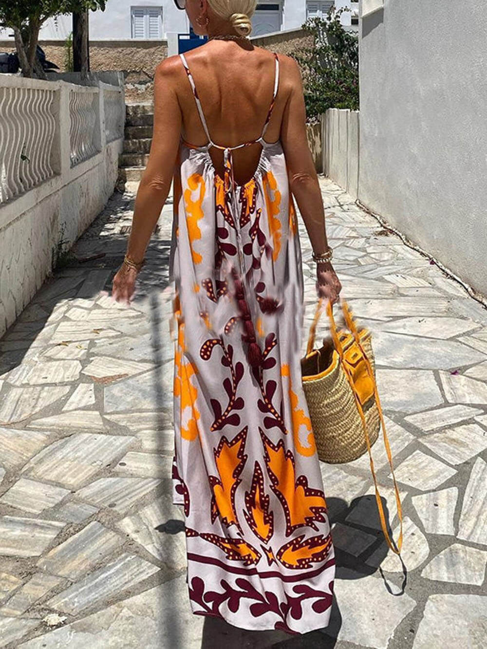 Artemis Delight - Ethnic Print Spaghetti Strap Maxi Dress - Viaroi