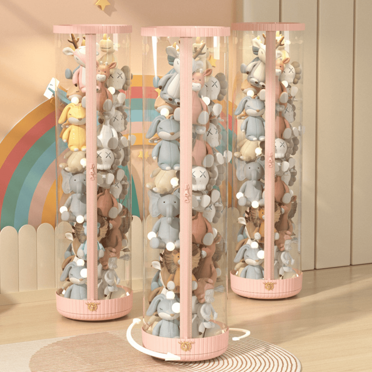 Plastic Rotating Toy Storage Bucket with Dustproof Cover & Zipper (30cm)