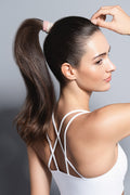 model wearing Ballerina Band Soft Rolled Hair Ties in her hair