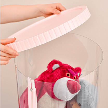 Plastic Rotating Toy Storage Bucket with Dustproof Cover & Zipper (30cm)