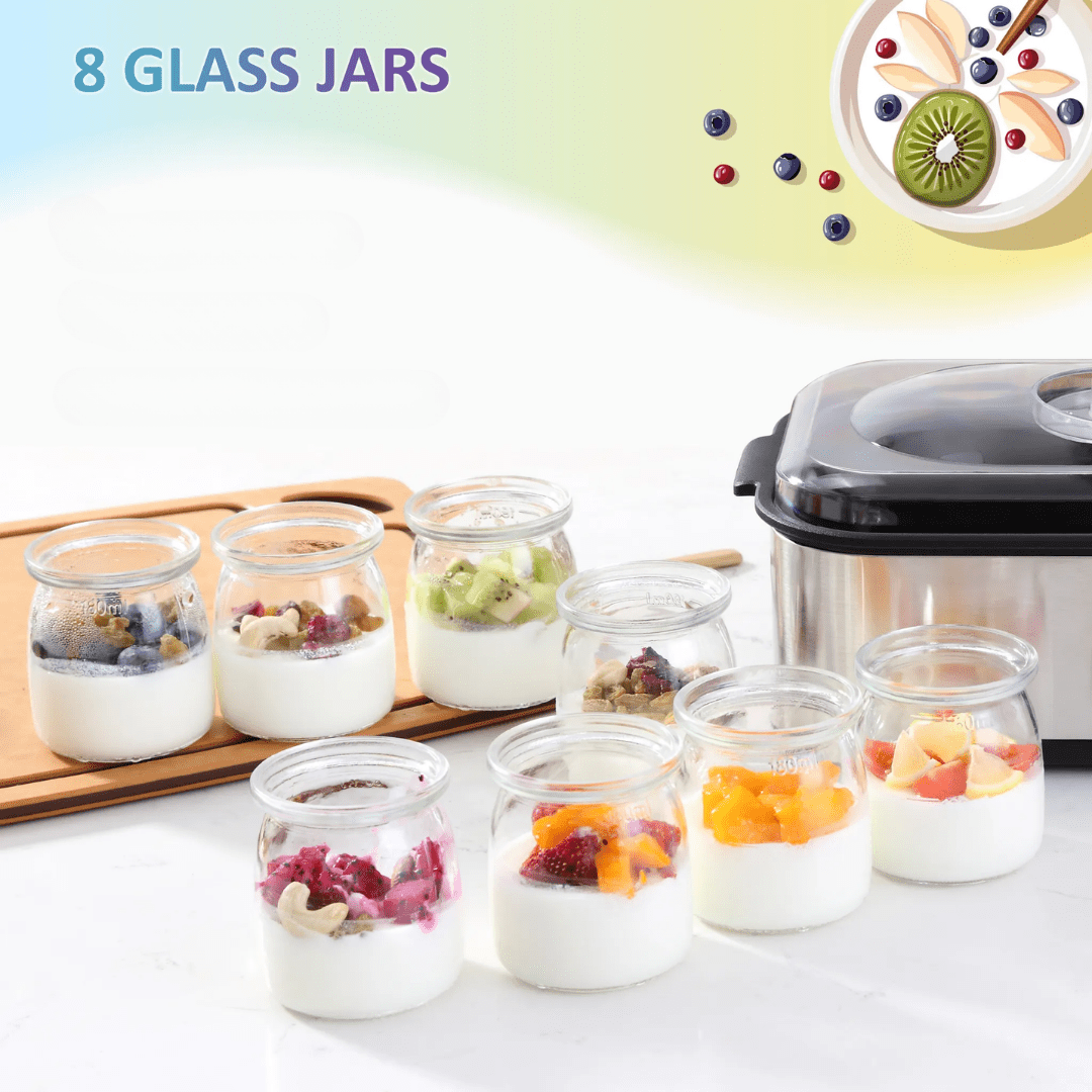 Multifunctional Stainless Steel Digital Yogurt Maker with 8 Cups (1440ml)