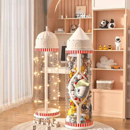 Multi-Purpose Plastic Princess Castle Doll Storage Bucket with Zipper (27cm)