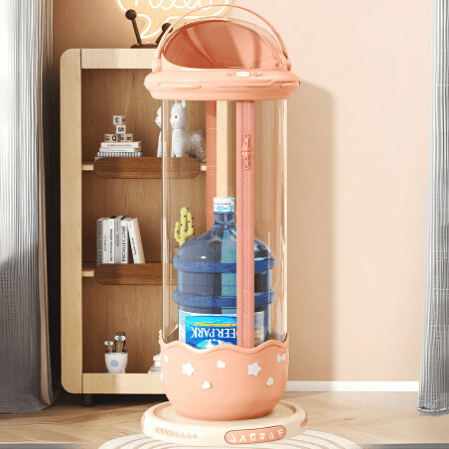 Transparent Plastic Toy Storage Bucket with Zipper (30cm)