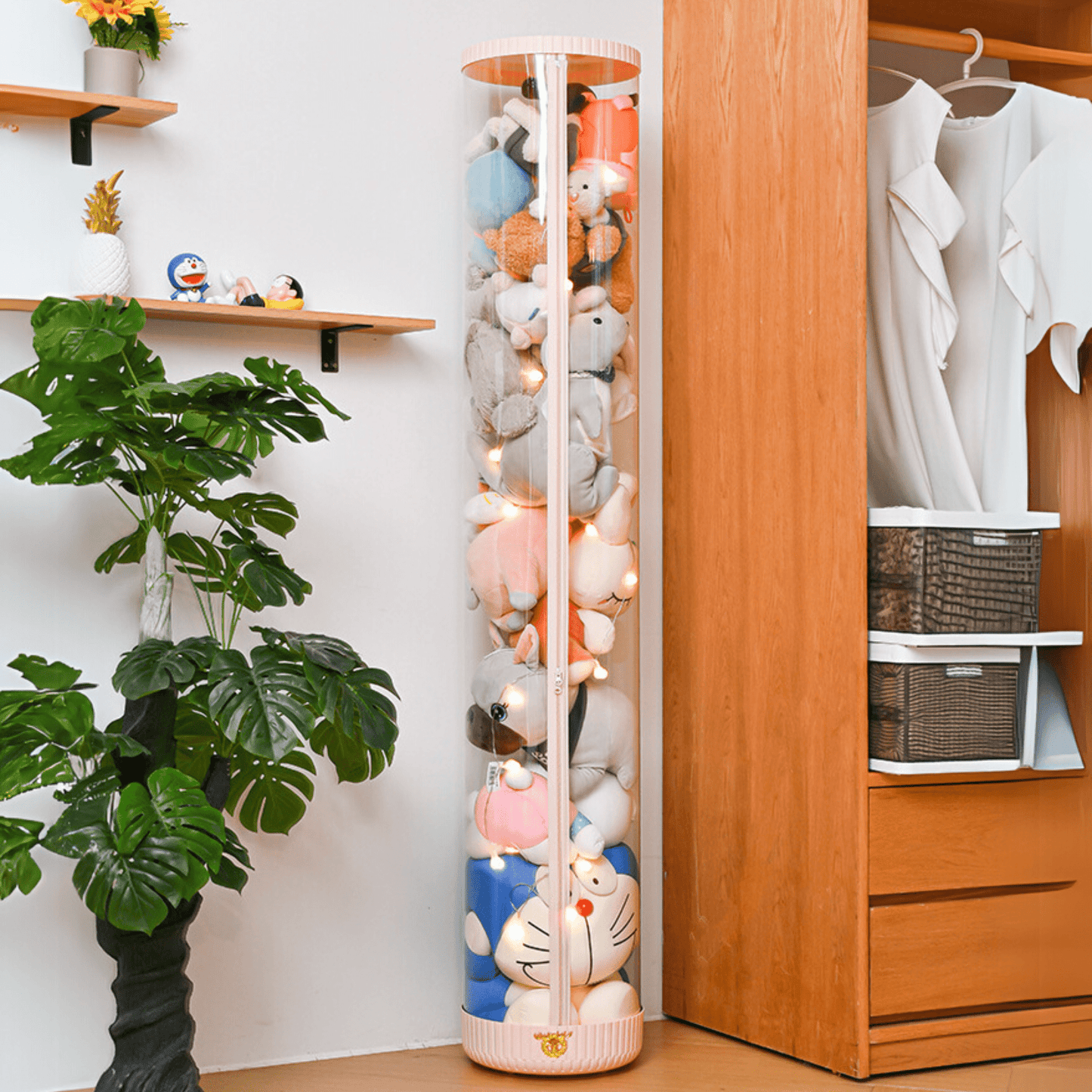 Plastic Rotating Toy Storage Bucket with Dustproof Cover & Zipper (30cm)