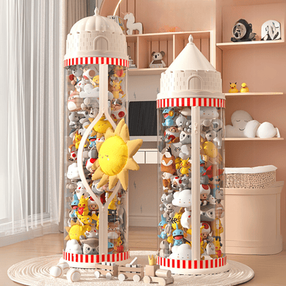 Multi-Purpose Plastic Princess Castle Doll Storage Bucket with Zipper (27cm)