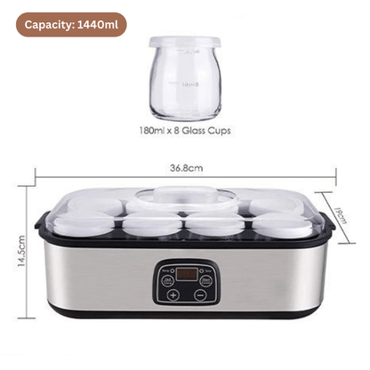 Multifunctional Stainless Steel Digital Yogurt Maker with 8 Cups (1440ml)