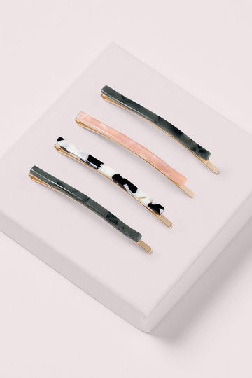 Marble Slim Bobby Pins Set - Jade