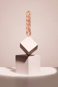 cable baguette barrette in champagne marble on cube